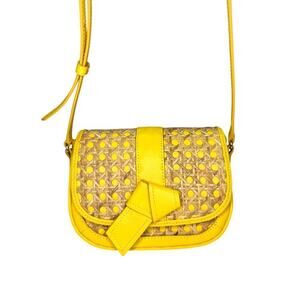 Talbots Yellow Bow and Basket Weave Crossbody Purse | Dressy | Party | Summer